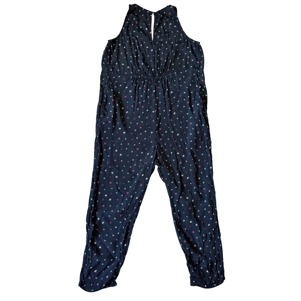 The Nines by HATCH Anthropologie Maternity Jumpsuit Ditsy Floral Black Medium